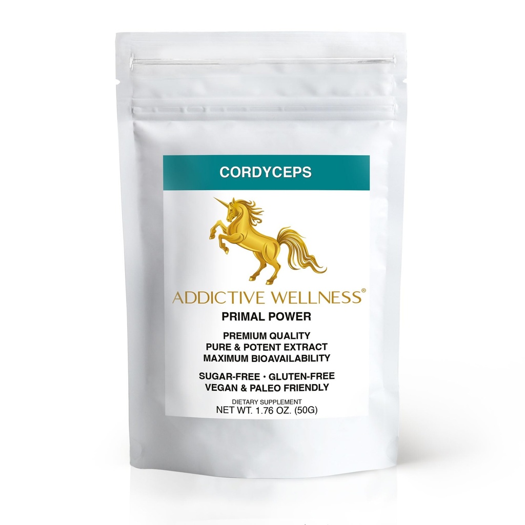 Addictive Wellness Cordyceps Militaris – 5.4 mg/g Cordycepin – High Potency Mushroom Powder – Energy & Endurance Support – Grown in Canada, Tested in USA