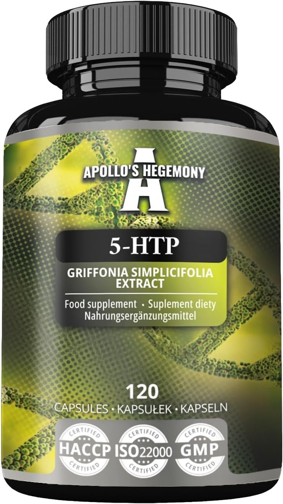 5-HTP 150 mg per Capsule - 120 Vegan Capsules - 4 Month Supply - Griffonia simplicifolia Seed Extract - Enhances Mood and Well-Being - Dietary Supplement by Apollo's Hegemony