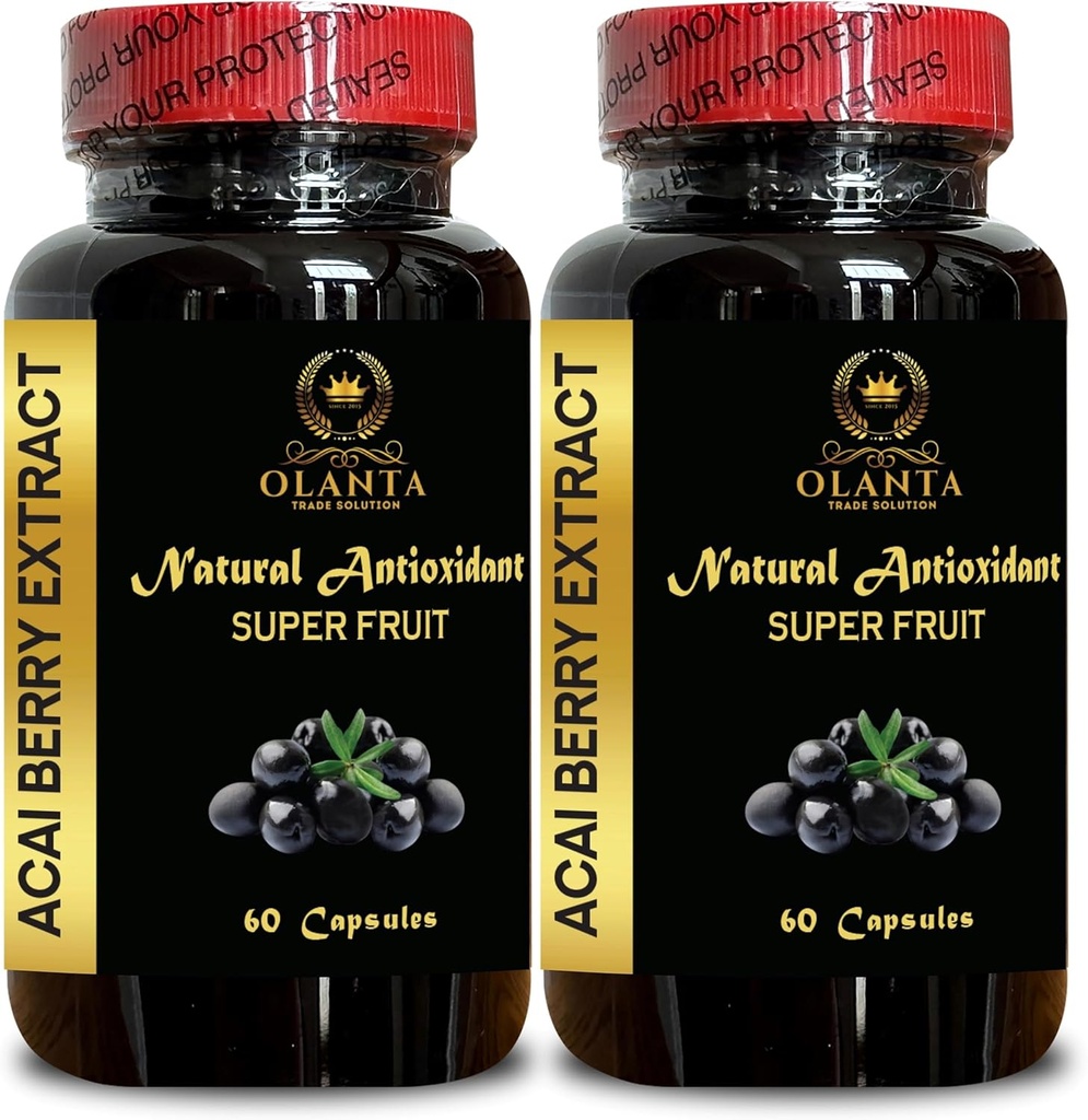 ACAI Berry Extract - Antioxidant-Rich Superfood for Immune Support for Women and Men, Wellness Recharge, Daily Energy Support - 2 Bottles 120 Capsules.