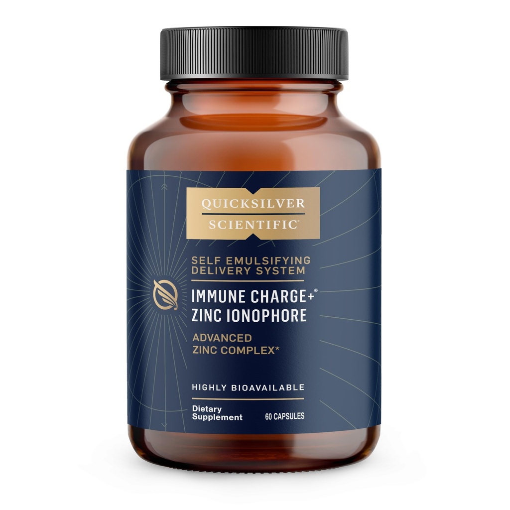 Quicksilver Scientific Immune Charge+ Zinc Ionophore - Zinc Supplement Complexed with Quercetin, Luteolin, Hesperetin Immune + GI Support (60 Capsules)