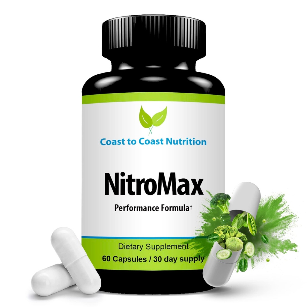 NitroMax Performance Formula – L-Arginine Nitric Oxide Supplement Plus Citrulline, AKG, Beta Alanine – Build Muscle, Vascularity, Energy, Circulation – Workout Harder - 60 L-Arginine Capsules