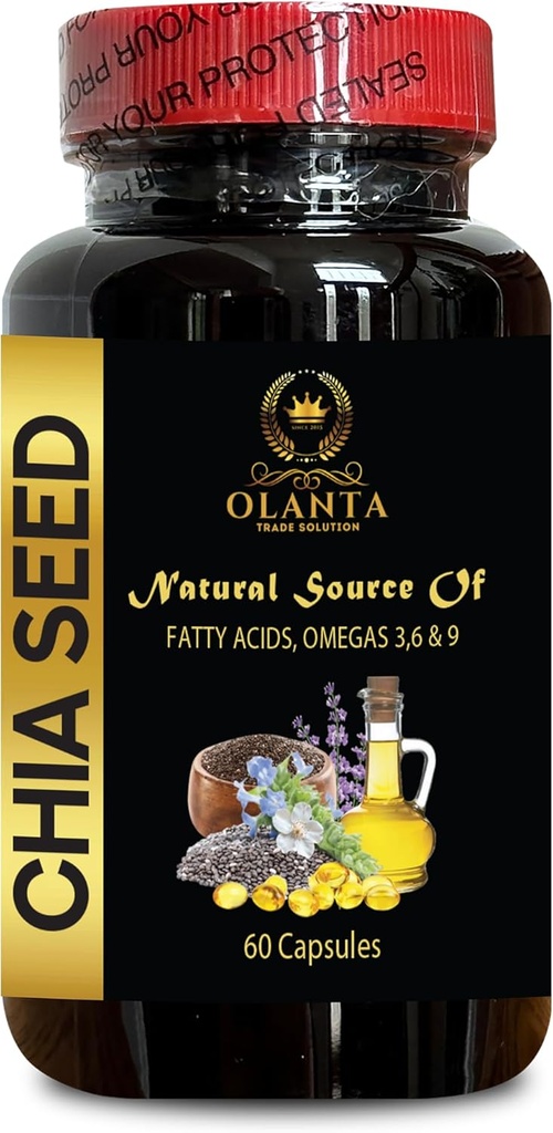 chia Seed Advanced - CHIA Seed - Digestive Fiber, Organic chia Seed Oil Capsules, Plant Based Omega 3 6 9 Supplement, Non-GMO, Gluten Free, Keto Diet - 1 Bottle 60 Softgels