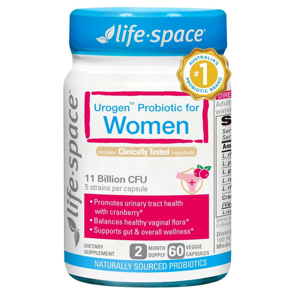 Life-Space Urogen Probiotics for Women, Probiotics+Cranberry, 2 Month Serving, Women's Probiotic for PH Balance, Urinary Tract, Digestive & Immune Health, Lactobacillus reuteri, Non-GMO, 60 Ct