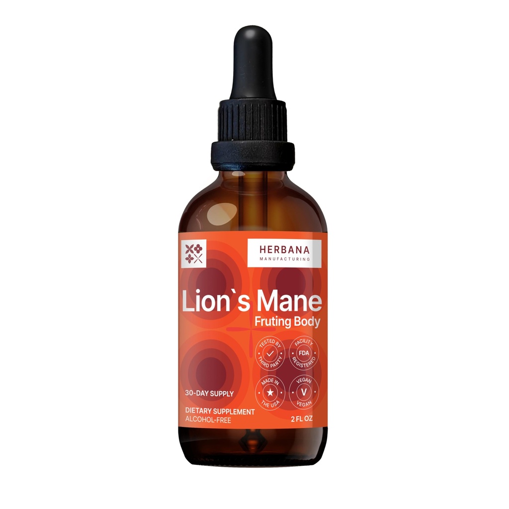 Lion's Mane 2 fl oz Liquid Extract - Natural Mushroom Drops - Tincture for Brain, Memory, Mental Clarity & Focus - Immune Support - High Potency Formula - 30-Day Supply