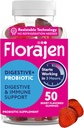 Florajen Organic Probiotic Gummies for Women & Men - Gut Health & Immune Support Supplement - Constipation & Bloating Relief - 50 Gummies
