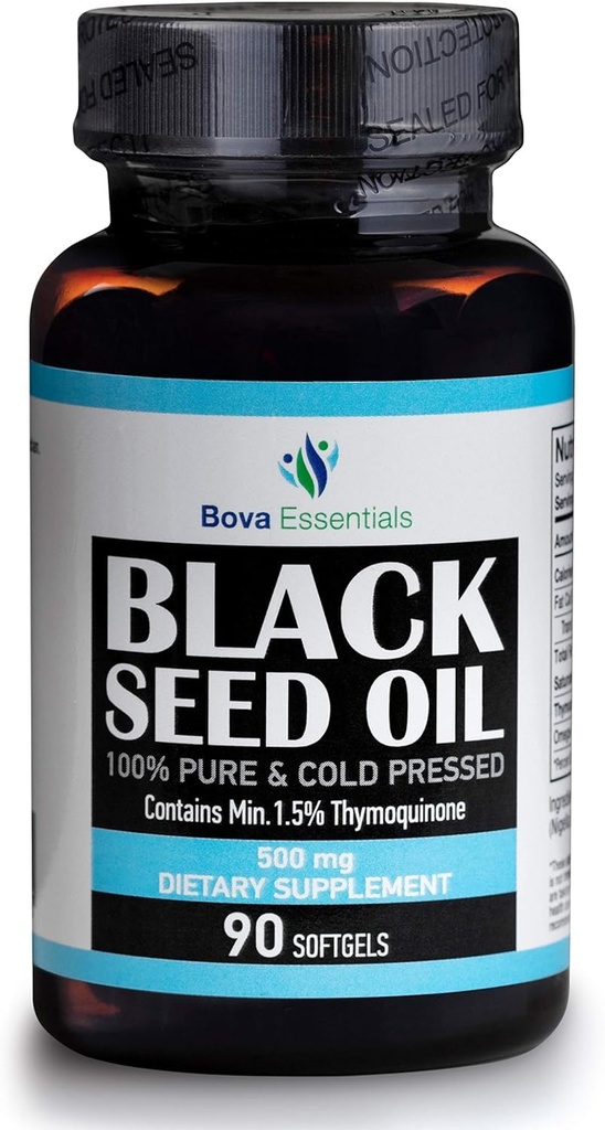 HalalEveryDay Black Seed Oil Capsules, Cold-Pressed Nigella Sativa Oil Capsules, Turkish Black Cumin Seed Oil, Non-GMO, Hexane-Free, Amber Bottle