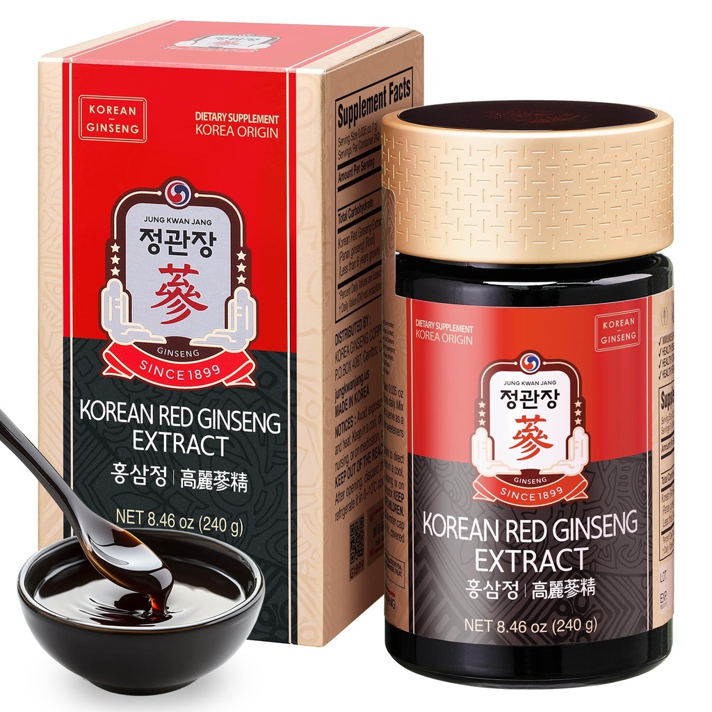 JUNG KWAN JANG Korean Red Panax Ginseng Extract Extra Strength, Energy Boost, Performance, Boost Immune System, Stamina, Blood Circulation and Mental Health Support, Memory, Productivity - 240g