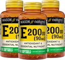 MASON NATURAL Vitamin E 90 mg (200 IU) - Antioxidant and Essential Nutrient, Healthy Immune System, Skin and Eyes, Whole Body Supplement, 100 Softgels (Pack of 3)