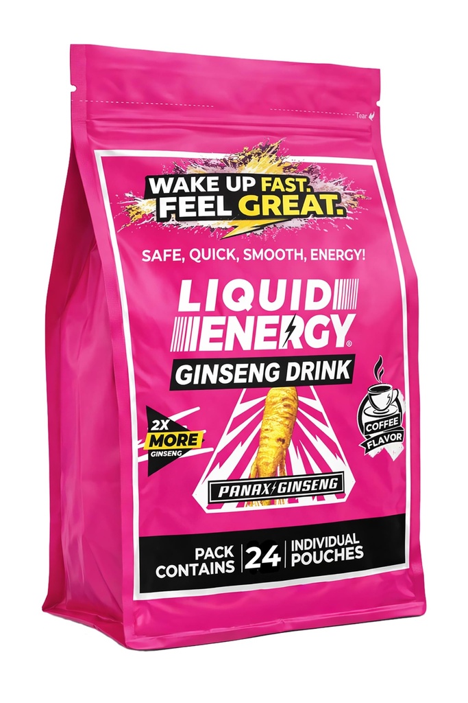 VITAL 4U Liquid Energy Shot Coffee Flavor, 24 Count | Ready-to-Drink Caffeine Pouches with Panax Ginseng and B Vitamins