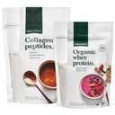 Natural Force Clean, Grass Fed Collagen Peptides + Unflavored Organic Whey Protein Bundle – Organic, Non GMO Whey Protein & Hydrolyzed Type I and III Collagen – 13.8 Ounce Bag and 11.7 Ounce Bag