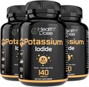Health Dose Potassium + Iodide (KI) Tablets – 130mg 140 Tablets – for Thyroid Support, Cellular Metabolism & Electrolyte Balance – Non-GMO, Gluten-Free, GMP Certified Pack of 3