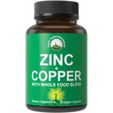 Peak Performance Zinc with Copper + Whole Food Blend of 25 Vegetables and Fruits for Max Absorption - Immune Support Supplement Capsules - Two Essential Minerals for Immunity - Pills for Men & Women