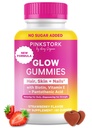Pink Stork Total Glow Gummies for Women – Hair, Skin & Nails Vitamin with Biotin, Vitamin A, B6, B12, Folate, Zinc & More – Support for Radiant Skin, Strong Nails, and Healthy Hair – 60 Berry Gummies