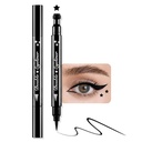 BINGBRUSH Double-head Liquid Star Eyeliner Stamp Pencil, Colors Flowers Heart Moon Shapes Face Stamps Makeup Colorful Waterproof Slim Gel Felt Tip High Pigment Liquid Eyeliner (01#Star&Black)
