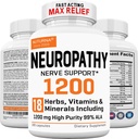 Neuropathy Support Supplement with 1200 mg HP-99 Alpha Lipoic Acid - Max Strength ALA Nerve Formula for Feet Hands Fingers Legs - Ultra Potent 18 in 1 Natural Nerve Vitamins - 180 Capsules