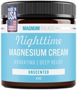 Magnum Solace Magnesium Lotion – Nighttime Magnesium Cream – Apply to Legs, Arms or Chest - Topical Magnesium Chloride – USA Made and Safe for Kids (Unscented)