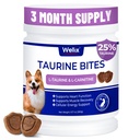 Wellix 9.17 oz, 25% Taurine for Dogs - Healthy Heart Supplements for Dog Chewable with CoQ10, Fish Oil, Vitamins, L-Carnitine - Heart Muscle Function & Cardiovascular Health, Antioxidant Support
