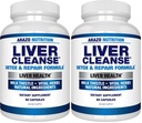 Arazo Nutrition Liver Cleanse Detox & Repair Formula – Milk Thistle Herbal Support Supplement: Silymarin, Beet, Artichoke, Dandelion, Chicory Root (Pack of 2)