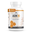 ADK 10 Vitamin Supplement + Olive Oil for Better Absorption - with Vitamins A + D3 (10,000 iu) + K2 (MK7+MK4) - 90 Capsules - Vegetarian - Non-GMO