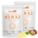 2 Bag Vitamin D3 K2 Supplement Softgel, Vitamin D3 K2 Softgel with 10000 IU Supports Immune, Heart, Teeth & Bone Health, Free of GMO, Gluten, Soy