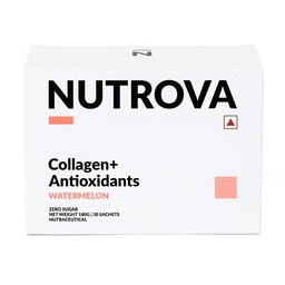 NUTROVA Collagen+ Antioxidants | Marine Collagen Supplements Powder for Men & Women | Improves Skin Hydration, Reduces Damage | Skin, Hair & Nails | Zero Sugar - Watermelon | 30 Servings