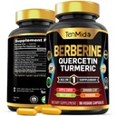 Berberine Supplement for Men and Women, 8in1 Formula with Quercetin, Turmeric, Apple Cider Vinegar, Beet Root & More - Digestive, Immune Support - Rich in Nutrient - 90 Capsules