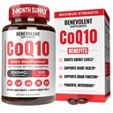 Benevolent Pure CoQ10 200mg Softgels with BioPerine® for Max Absorption, Ubiquinone Coenzyme Q10 Supplement for Heart Health, Energy Production, Healthy Aging & Antioxidant Support, 100 Softgels