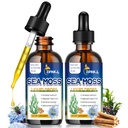 Organic Sea Moss Drops, 11 in 1 Black Seed Oil & Irish Liquid Sea Moss Gel Ashwagandha Burdock Root, Spirulina, Bladderwrack, Elderberry, Non-GMO - 4 Fl Oz