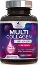 Multi Collagen Pills - Multi Collagen Complex 2400 mg Per Serving - Types I, II, III, V, X - Hydrolyzed Collagen Peptides Supplement - Hair, Skin & Nail Support - Bottled in the USA - 240 Capsules
