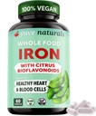 Yuve 100% Vegan Whole Food Chelated Iron Supplement 18mg – Tasteless, Non-Constipating, Gentle on Stomach, Energy Support – Gluten-Free, Non-GMO, 60 Capsules