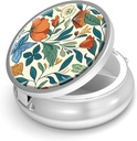 Pill Box-3 Compartment Small Pill Case for Purse & Pocket Mini Metal Pill Holder Travel Pill Container to Hold Supplements Vitamins BPA-Free (Floral Pattern)