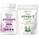 Micro Ingredients Multi Collagen Complex & Vegan Omega 3 Algae Oil Supplement Bundle 2 Pack | Grass-Fed Collagen Peptides | Omega-3 Full Spectrum Alternative to Fish Oil