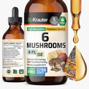 BIO KRAUTER® 6-in-1 Mushroom Complex with Lion’s Mane, Chaga, Reishi, Cordyceps, Turkey Tail & Shiitake - Vegan Mushroom Supplement for Immune Support - Natural Focus & Brain Support 4 Fl. Oz.