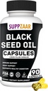 Vegan Black Seed Oil 1000mg. Cold-Pressed Black Cumin Seed Oil for Immune, Structure, Skin & Digestion Non-GMO, Gluten & Gelatin Free - 45 Servings, 90 Liquid Filled Capsules