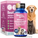Weight Loss for Dogs and Cats Natural Thyroid Support – Gentle Metabolism Booster to Restore Vitality in Senior Or Sluggish Pets – 400 Tiny Tasteless Pills – Help Manage Weight, Appetite, and Energy