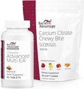 Bariatric Advantage Chewable Advanced Multi EA Without Iron - Mixed Fruit, 60 Count and Calcium Citrate Chewy Bites 500 mg - Assorted Fruit Flavor, 90 Count