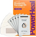 PowerHeal Bioelectric Bandage Kit for Wound Care & Fast Healing – 3-Layers w/Bioelectric Pad, Absorbent Pad, Adhesive + Wound Hydrogel – for Cuts, Abrasions, Blisters, Burns – 5-Pack, 2.3" x 3.5"