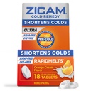 Zicam Ultra Cold Remedy Zinc Rapidmelts, Orange Cream Flavor, Homeopathic, Cold Shortening Medicine, Shortens Cold Duration, Sugar-Free, Dye-Free, 18 Count | Homeopathic Cold Remedy with Zinc, Shortens Cold Duration, Sugar-Free, Dye-Free