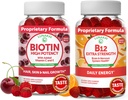 Lunakai Biotin and Vitamin B12 Gummies Bundle - Hair Skin and Nails Growth Gummies with Vitamin C and E - Non-GMO & Vegan Supplement for Energy Support and Bone Health - 30 Days Supply