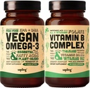 Vegan Omega 3 & Vegan Vitamin B Complex Bundle - Plant-Based DHA & EPA Fatty Acids, Essential B Vitamins with Whole Food Blend, B1, B2, B3, B5, B6, B7, Folate