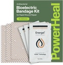 PowerHeal Bioelectric Bandage Kit for Wound Care & Healing – Single Layer, No Adhesive Includes Wound Hydrogel, Can Be Cut to Fit – for Cuts, Abrasions, Blisters, Burns – 3-Pack, 4” x 4”