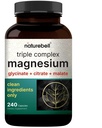 NatureBell Magnesium Complex for Women & Men 1,000mg Per Serving – 240 Capsules – Triple Magnesium Complex with Glycinate, Citrate & Malate – Chelated & Purified – Non‑GMO, Filler Free