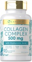 Carlyle Collagen Pills with Hyaluronic Acid | 500mg | 90 Capsules | Hydrolyzed Collagen Type 1 and 3 | Non-GMO, Gluten Free Supplement