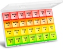 Large Monthly Pill Organizer, XL 4 Weeks Pill Box,28 Day Pill Cases Organizerd by Week,Big Compartment Pill Container with Dust-Proof,for Pills/Vitamin/Fish Oil/Supplements,by Yaklim (ROYG)