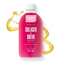 MAËLYS Collagen + BIOTIN Supercharged Liquid Collagen - Drinkable Hydrolyzed Type I & III Collagen Supplement with Biotin, Vitamin C, Zinc & Folic Acid - Orange Peach Flavor (500 mL)