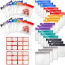 35+2 Pcs Pill Pouch Bags Zippered Pill Pouch Set with 2 Sheets Label, 7 Colors Pill Pouches for Medicine Travel Reusable Small Plastic Pill Bags for Travel/Home Daily use