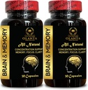 Brain Memory Support - Memory Function Support, Ginkgo biloba Organic, Supports Brain Health, Productivity & Immune Support, Memory Enhancement - 2 Bottles 60 Capsules