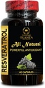 RESVERATROL Extract - Wellness and Vitality Support, Superfood antioxidants, Antioxidants and adaptogens, Pure Energy boosters, Immune Support Powder - 1 Bottle 60 Capsules